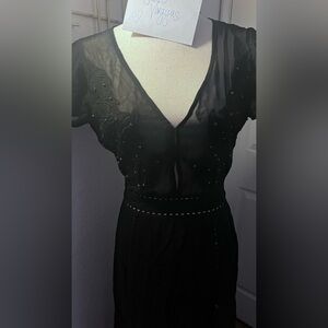 Cleobella Gorgeous Black Sheer V-Neck Dress